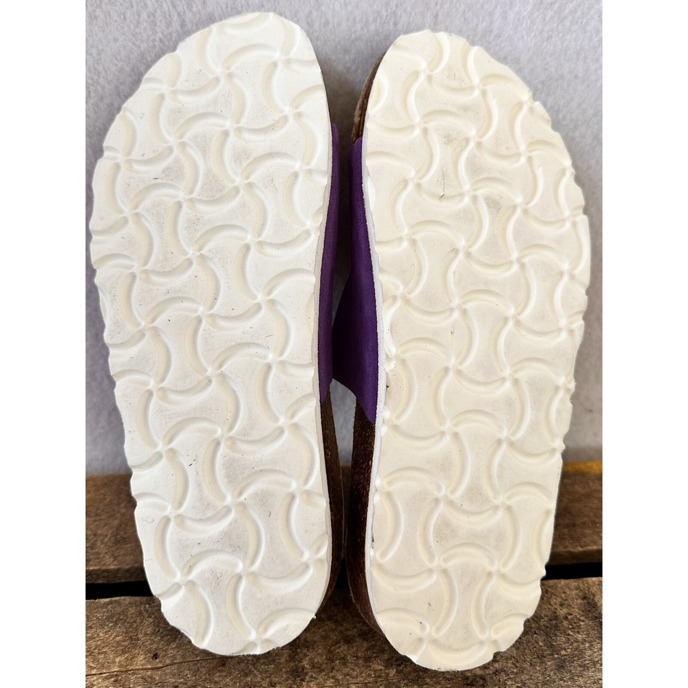 Universum Sandals Slides Italian Leather Suede Women 6 Purple Excellent - Picture 6 of 6